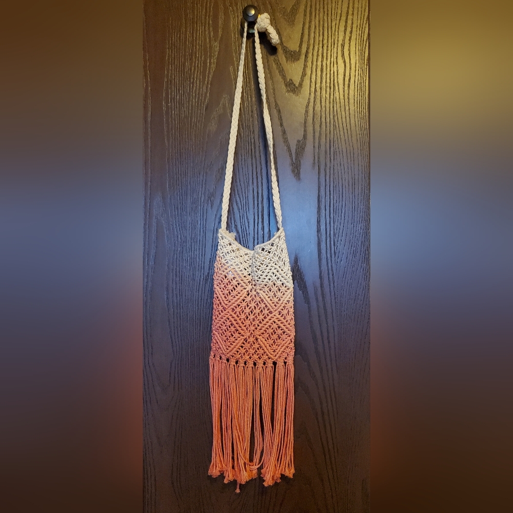 Ecoté Crochet Fringe Boho Crossbody Bag